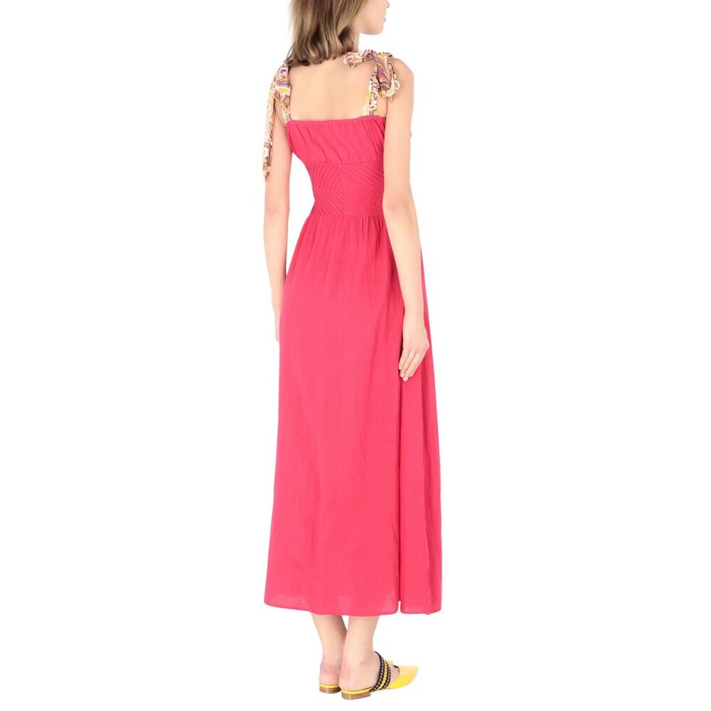 🆕 FREE PEOPLE Santorini Maxi Dress Tie Straps Coral Red Size 2 - Picture 5 of 13